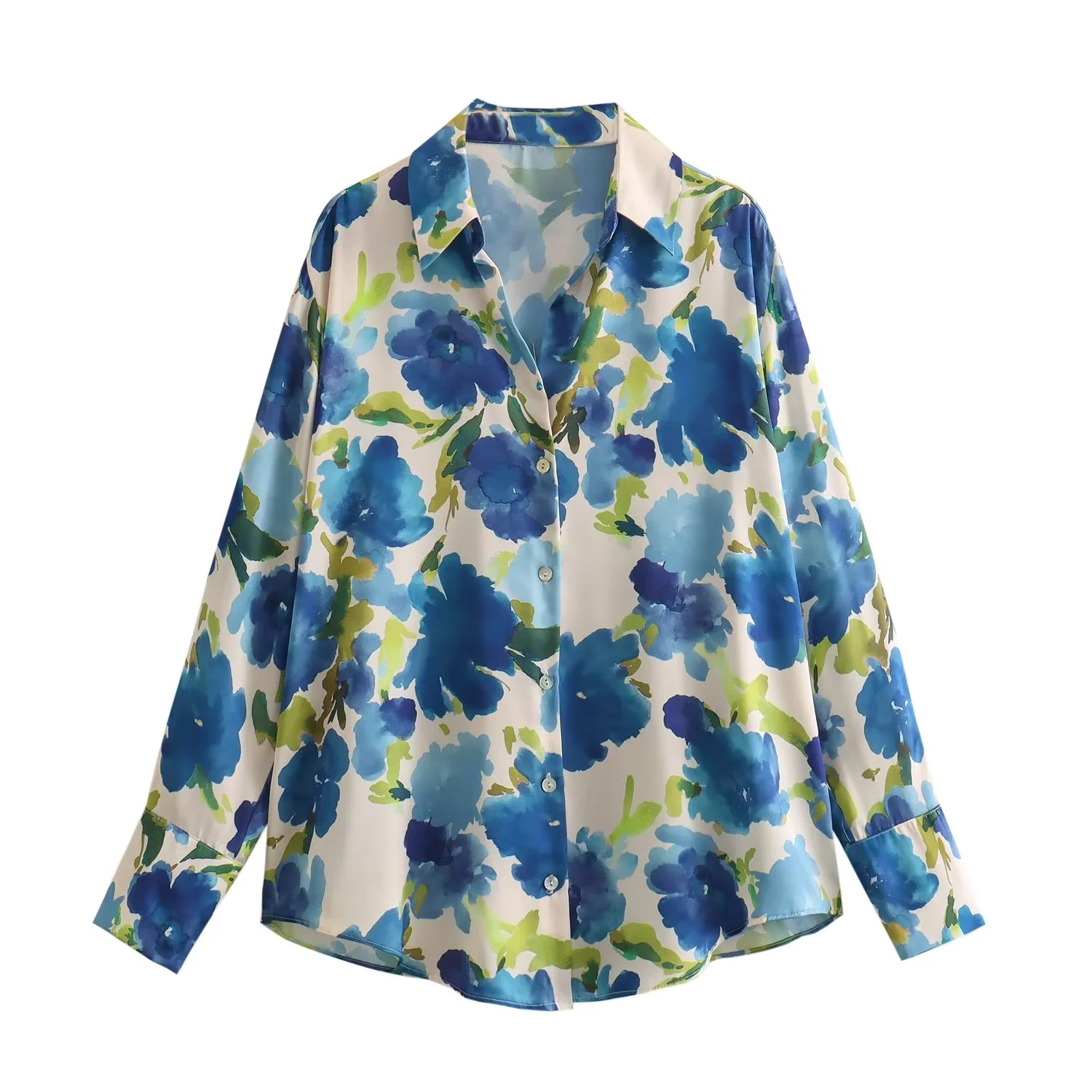 Foreign Trade 2024 Spring New Women's Clothing European and American Style Silk Texture Versatile Loose Printed Shirt for Women 2248802 Foreign Trade 2024 Spring New Women's Clothing European and American Style Silk Texture Versatile Loose Printed Shirt for Women 2248802