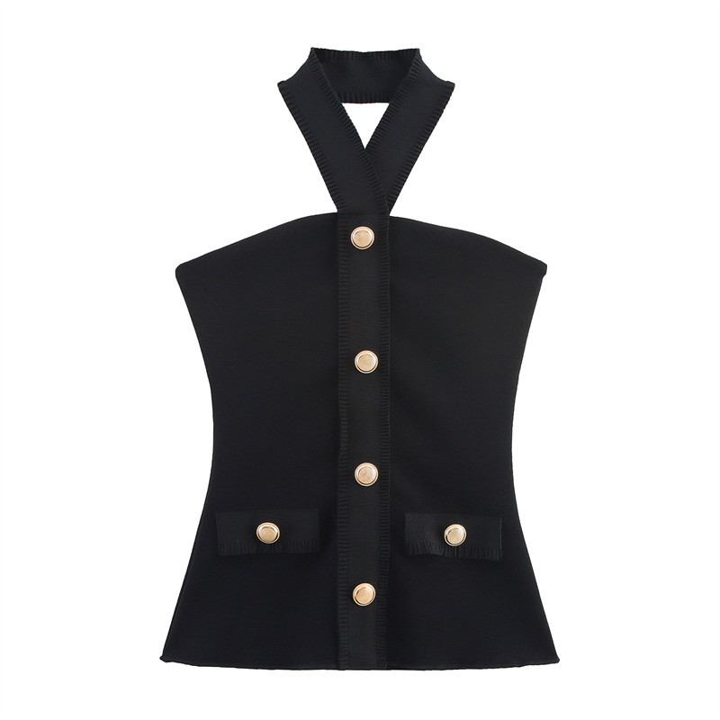 Foreign Trade 2025 Autumn New European and American Style Design Sleeveless Top, Wide Leg Pants Show Temperament Set 5584130 Foreign Trade 2025 Autumn New European and American Style Design Sleeveless Top, Wide Leg Pants Show Temperament Set 5584130