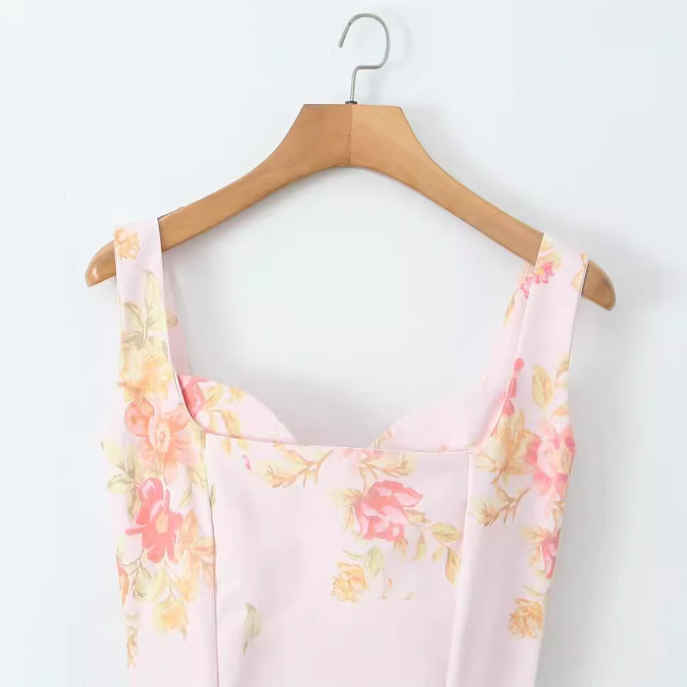 Foreign Trade 2024 Autumn New Women's Clothing European and American Style Printed Slimming Strap Dress Foreign Trade 2024 Autumn New Women's Clothing European and American Style Printed Slimming Strap Dress