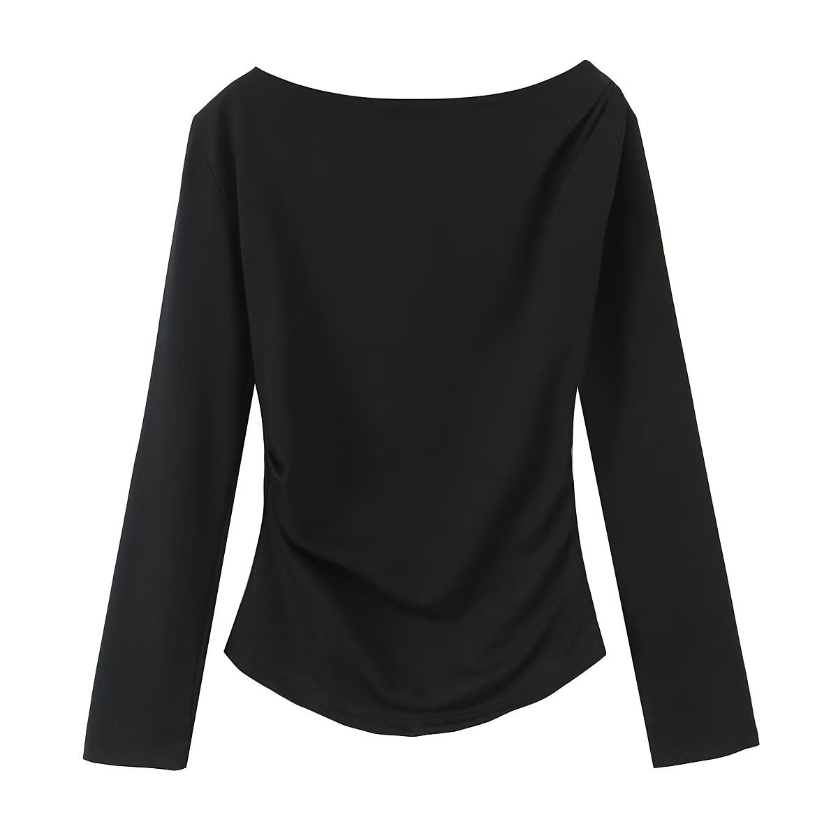 Foreign Trade 2025 Spring New Simple and Versatile Hooded Long Sleeve Fold Asymmetric Elastic Top for Women 1198160 Foreign Trade 2025 Spring New Simple and Versatile Hooded Long Sleeve Fold Asymmetric Elastic Top for Women 1198160