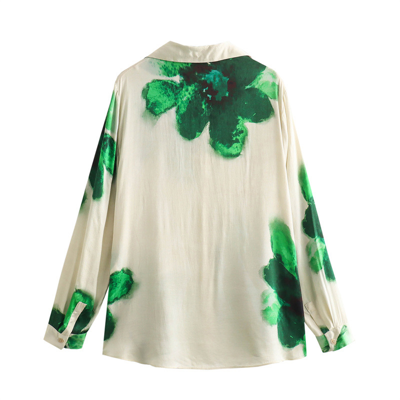 Foreign Trade 2024 Spring New Women's Clothing European and American Silk Texture Flower Printed Shirt Straight Pants Set for Women Foreign Trade 2024 Spring New Women's Clothing European and American Silk Texture Flower Printed Shirt Straight Pants Set for Women