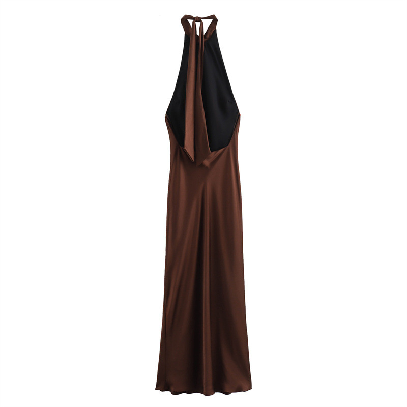 Foreign trade 2024 summer new European and American women's clothing temperament backless silk texture hanging neck dress for women 3274548 Foreign trade 2024 summer new European and American women's clothing temperament backless silk texture hanging neck dress for women 3274548