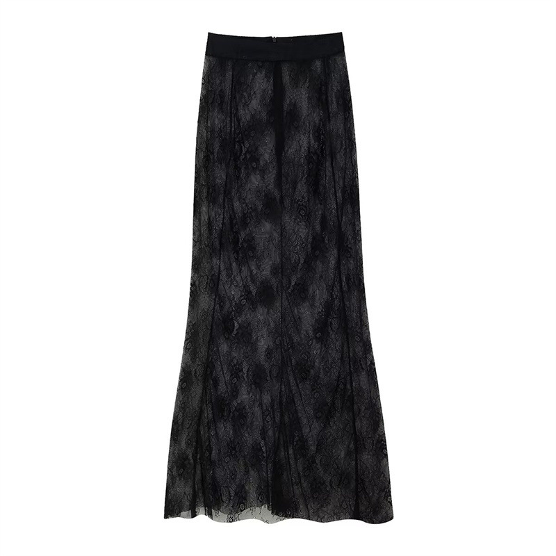 Foreign trade 2025 summer new style lapel, waist cinching, buckle decoration, suit jacket, lace long skirt set Foreign trade 2025 summer new style lapel, waist cinching, buckle decoration, suit jacket, lace long skirt set