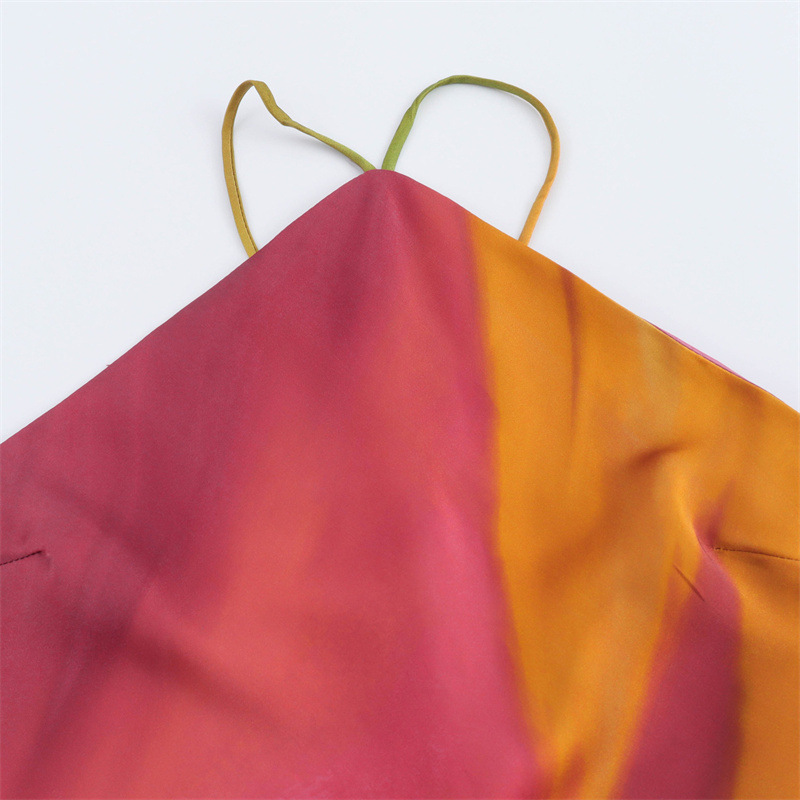 Foreign trade 2024 autumn new women's clothing European and American style silk satin texture printed drawstring backless dress 8505157 Foreign trade 2024 autumn new women's clothing European and American style silk satin texture printed drawstring backless dress 8505157