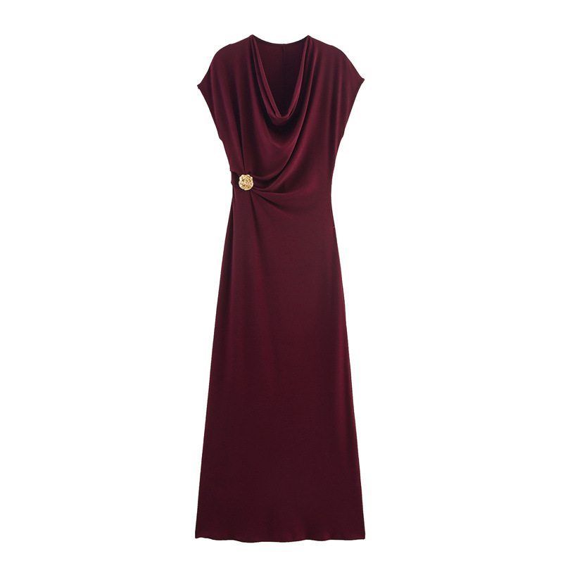 Foreign trade 2025 autumn new European and American style women's clothing fashion temperament elegant pleated sleeveless dress 1165461 Foreign trade 2025 autumn new European and American style women's clothing fashion temperament elegant pleated sleeveless dress 1165461