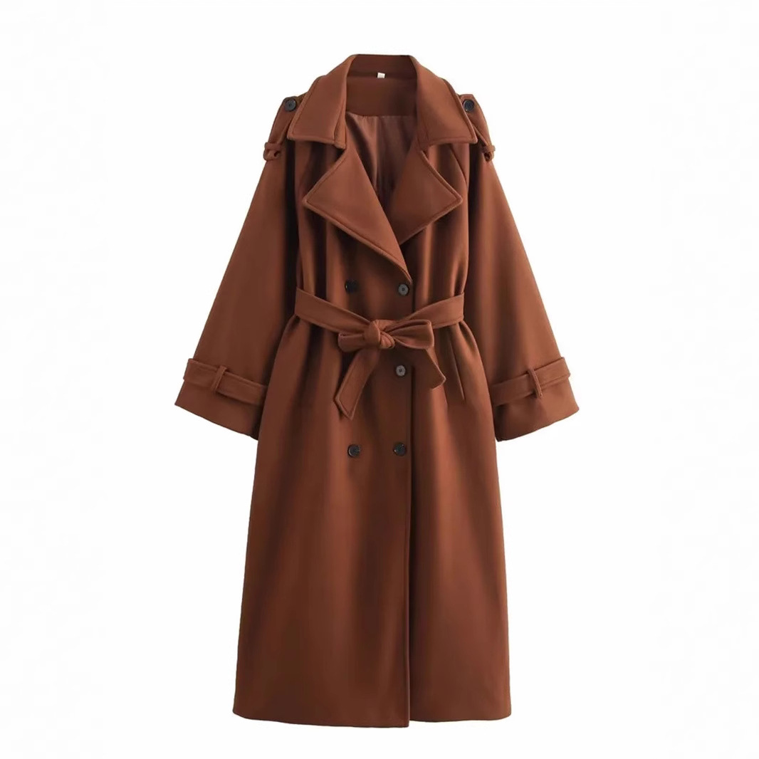 Foreign Trade 2024 Autumn New Women's Clothing European and American Style Classic British Style Double breasted Pants Woolen Coat Women's Coat Foreign Trade 2024 Autumn New Women's Clothing European and American Style Classic British Style Double breasted Pants Woolen Coat Women's Coat