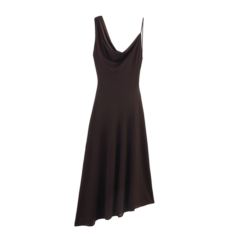 Foreign Trade 2025 Spring/Summer New European and American Style Women's Fashion Sexy Strap Asymmetric Long Dress 1198009
