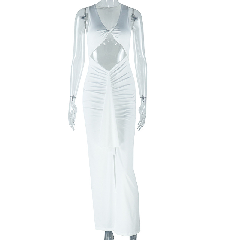 European and American style ins foreign trade women's solid color dress sexy suspender hollow ribbon temperament casual dress dress European and American style ins foreign trade women's solid color dress sexy suspender hollow ribbon temperament casual dress dress