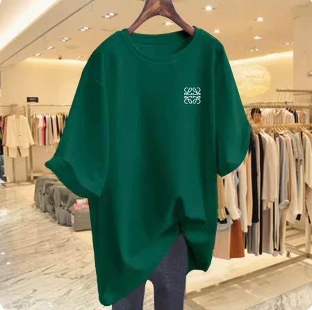 European style large edition short sleeved t-shirt for women, loose fit 2024 new round neck versatile mid to long length student outerwear, ins trend