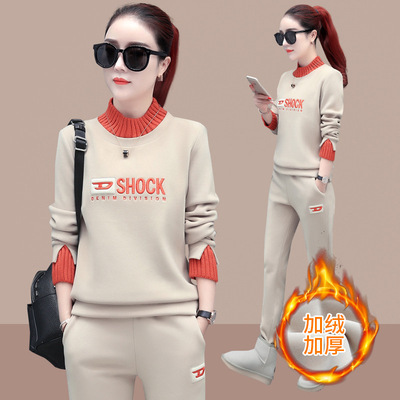 Winter sports suit women's plush thick hoodie set for autumn and winter 2023 new fashionable and stylish casual two-piece set Winter sports suit women's plush thick hoodie set for autumn and winter 2023 new fashionable and stylish casual two-piece set