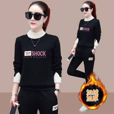 Winter sports suit women's plush thick hoodie set for autumn and winter 2023 new fashionable and stylish casual two-piece set Winter sports suit women's plush thick hoodie set for autumn and winter 2023 new fashionable and stylish casual two-piece set