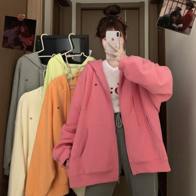 Autumn clothing 2025 new women's top popular fashion loose Korean version long sleeved hooded sweatshirt jacket women ins trend