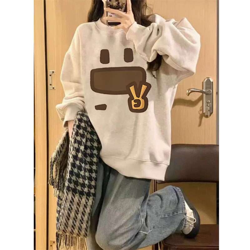 2024 New Trendy Brand Hoodie Women's Spring and Autumn Large Size Ins Lazy Style Versatile Student Headless Coat Top