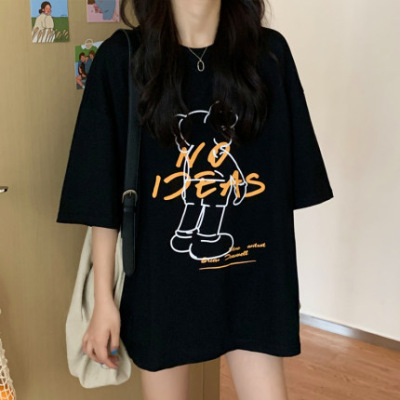 European and American Hong Kong style three-dimensional teddy bear fashion brand short sleeved T-shirt for women, loose Korean version ins, trendy Harajuku high street hip-hop top