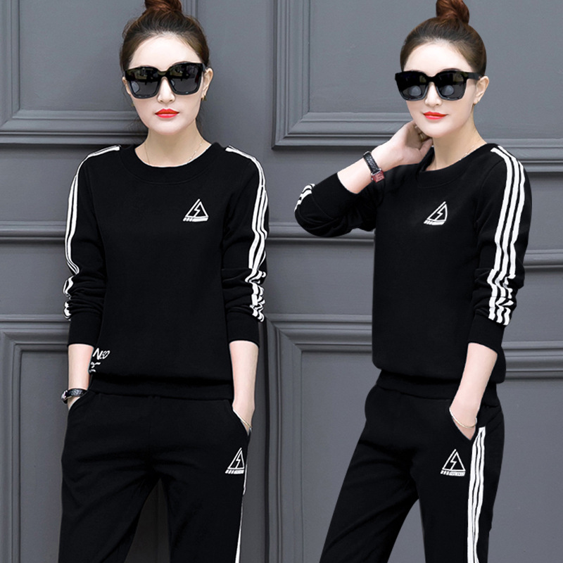 2023 autumn new Korean version women's long sleeved long pants hoodie plus size casual sportswear women's set two-piece set