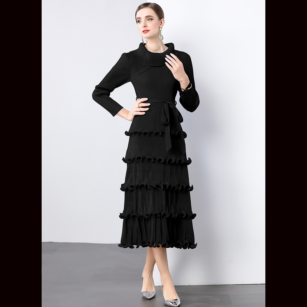 Factory direct sales of Miyake pleated fish silk thread wavy ruffle edge cake skirt pleated dress Factory direct sales of Miyake pleated fish silk thread wavy ruffle edge cake skirt pleated dress