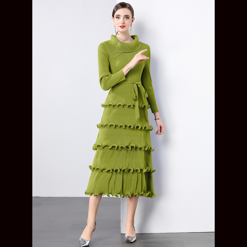 Factory direct sales of Miyake pleated fish silk thread wavy ruffle edge cake skirt pleated dress Factory direct sales of Miyake pleated fish silk thread wavy ruffle edge cake skirt pleated dress