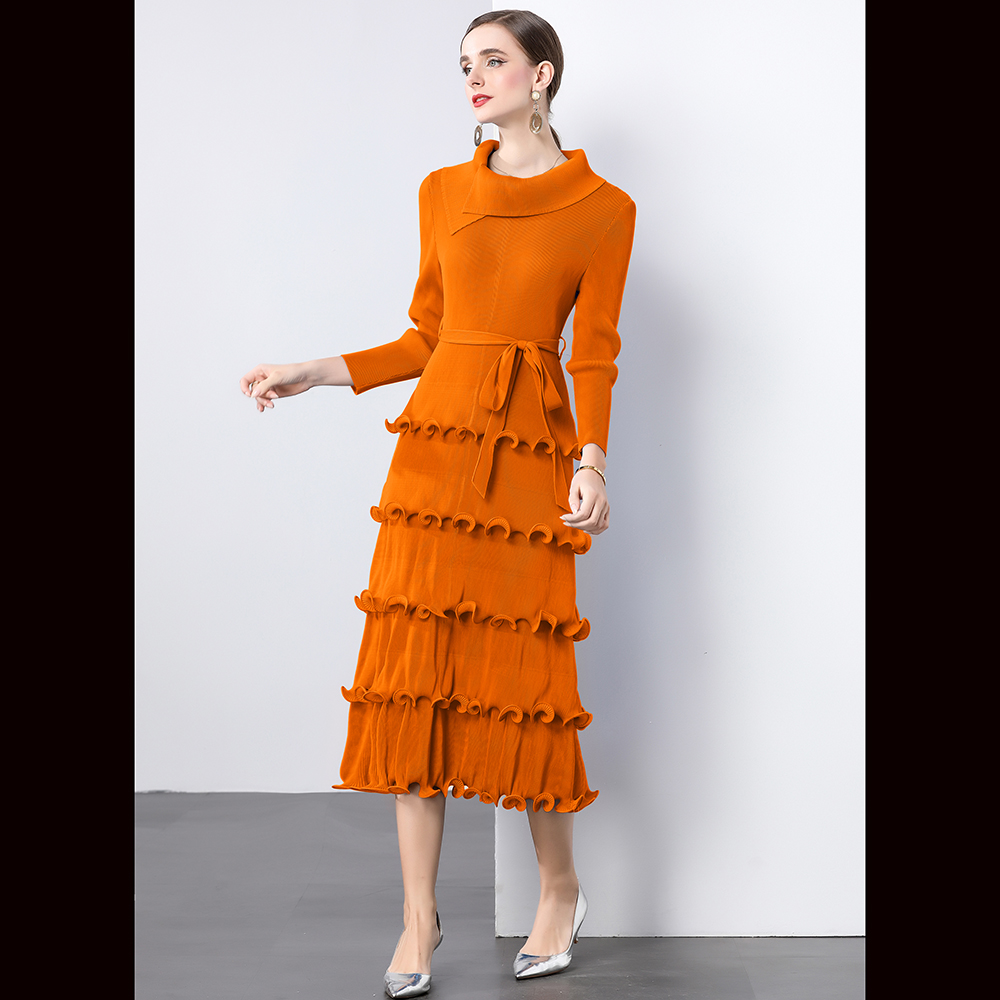 Factory direct sales of Miyake pleated fish silk thread wavy ruffle edge cake skirt pleated dress Factory direct sales of Miyake pleated fish silk thread wavy ruffle edge cake skirt pleated dress