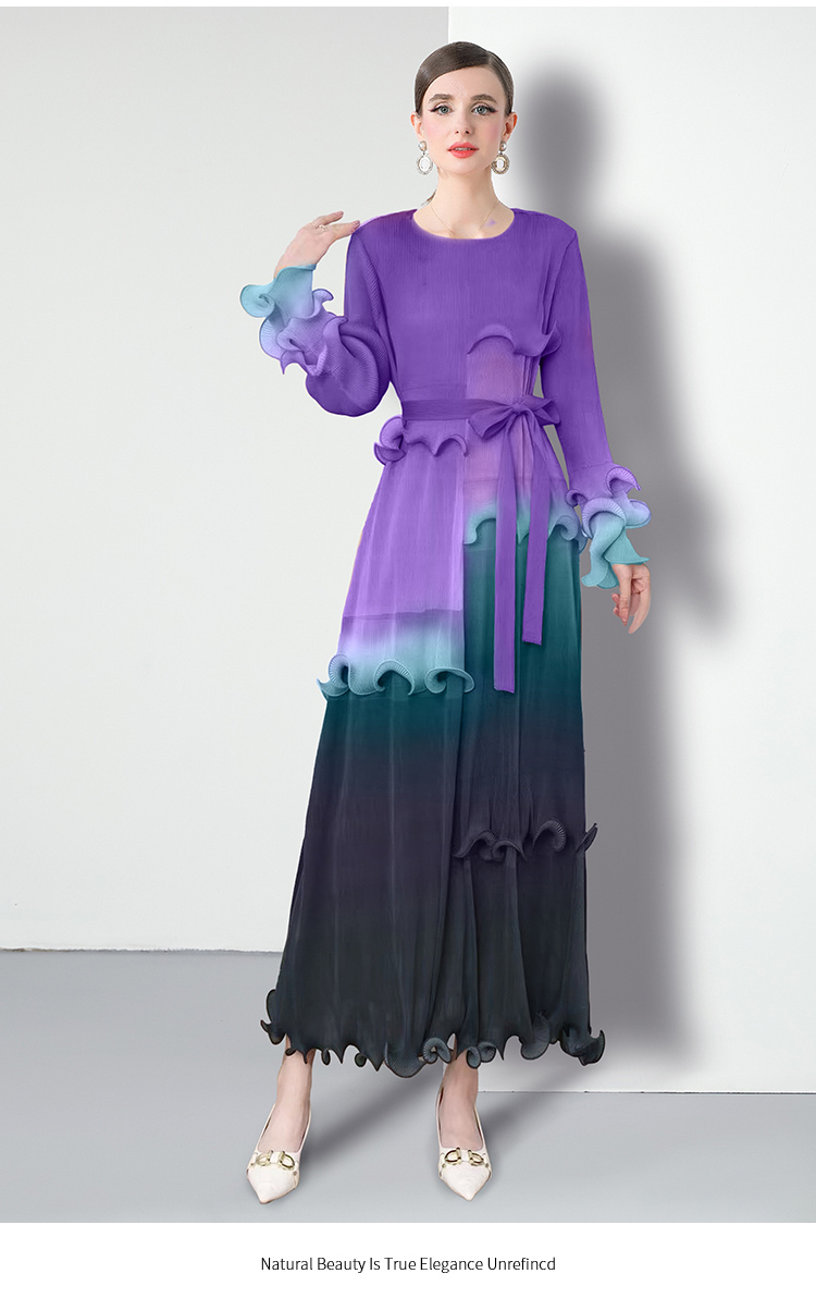 Factory direct sales of Miyake pleated dyed patchwork dresses Factory direct sales of Miyake pleated dyed patchwork dresses