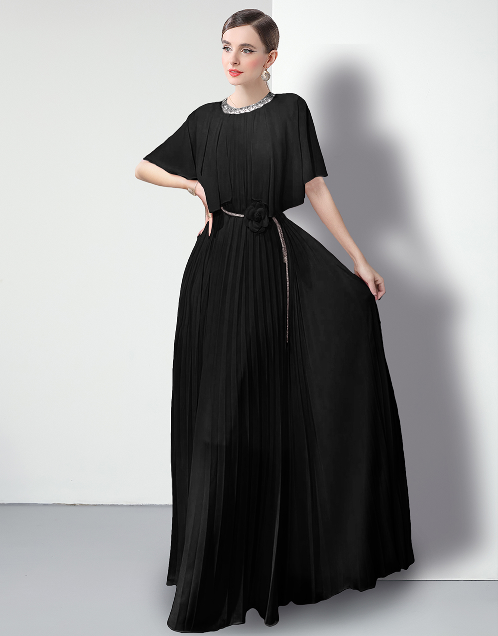 Factory direct sale pleated evening dress, customer order style, available in 7 colors Factory direct sale pleated evening dress, customer order style, available in 7 colors