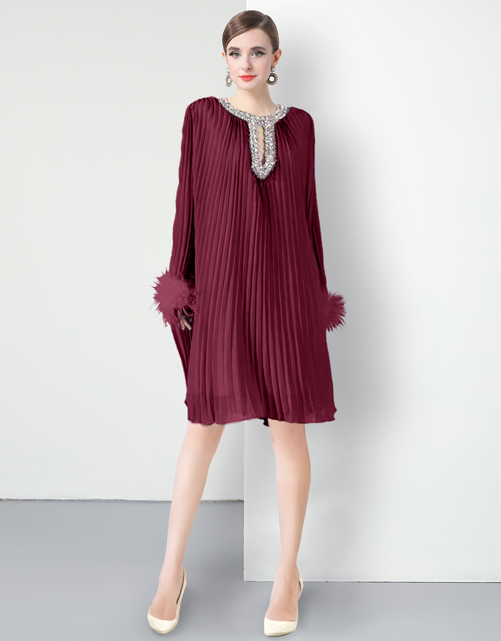Factory direct sales of Miyake pleated dress, short style with 7 colors to choose from Factory direct sales of Miyake pleated dress, short style with 7 colors to choose from