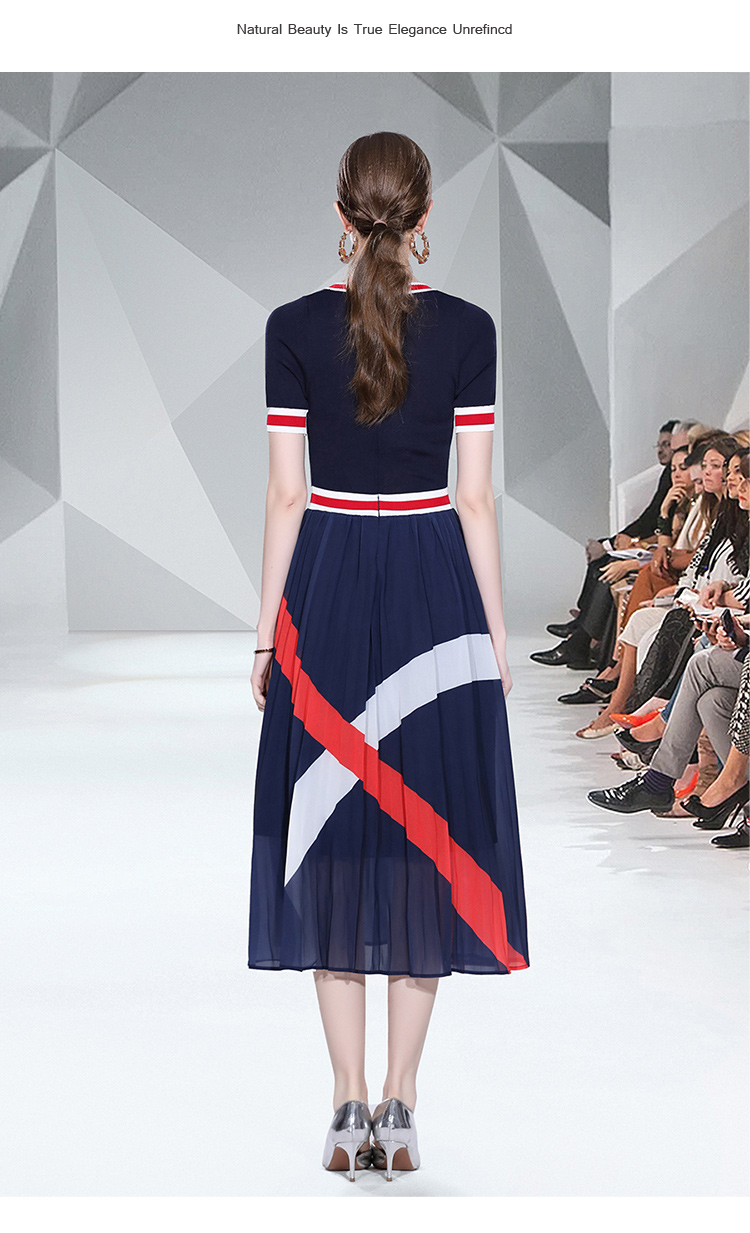 Factory direct sales fashion knitwear patchwork chiffon printed large swing dress Factory direct sales fashion knitwear patchwork chiffon printed large swing dress