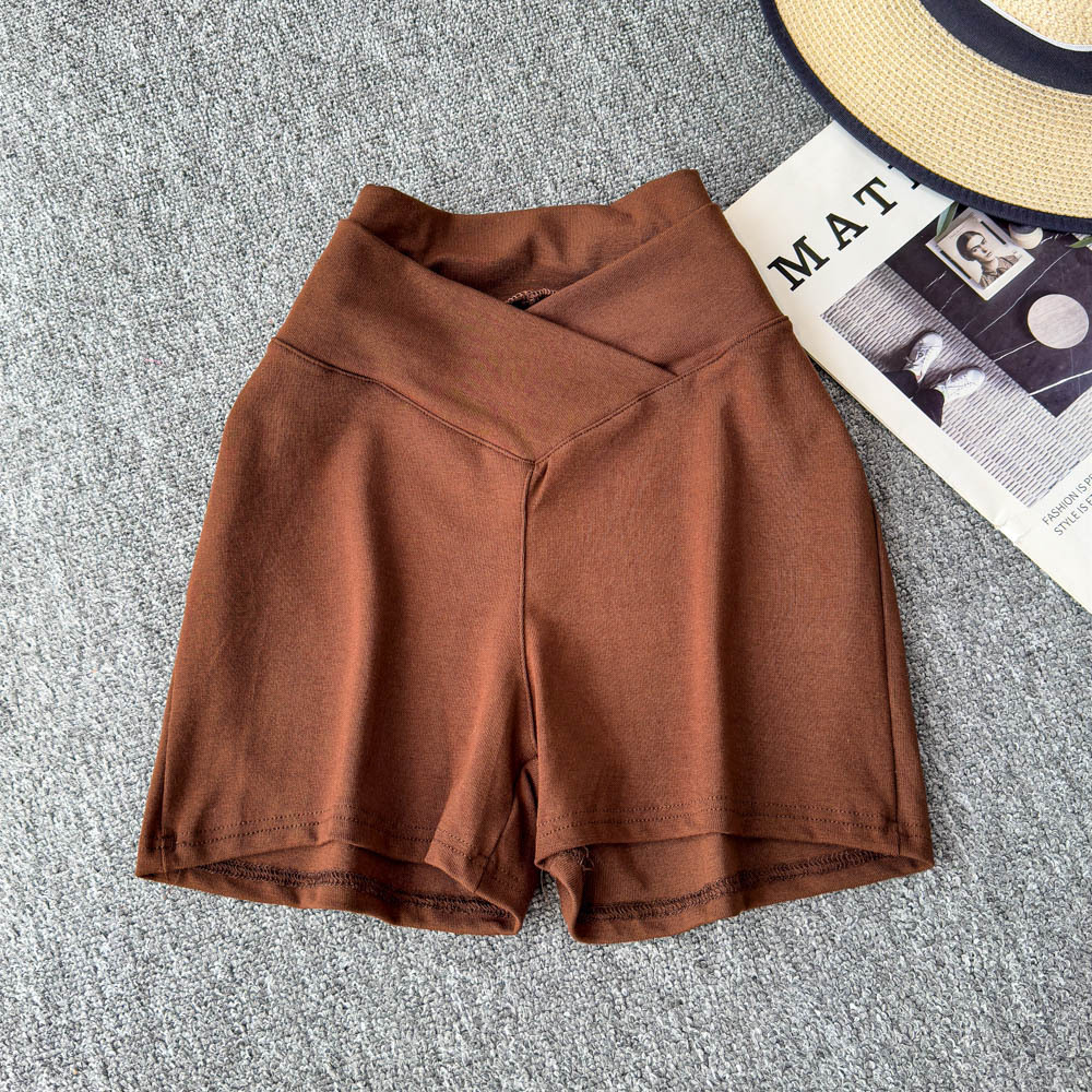 Spicy girl style V-waist slim fit brown high waisted shorts for women in spring and summer, fashionable and versatile, casual and trendy, slimming and hip hugging pants Spicy girl style V-waist slim fit brown high waisted shorts for women in spring and summer, fashionable and versatile, casual and trendy, slimming and hip hugging pants