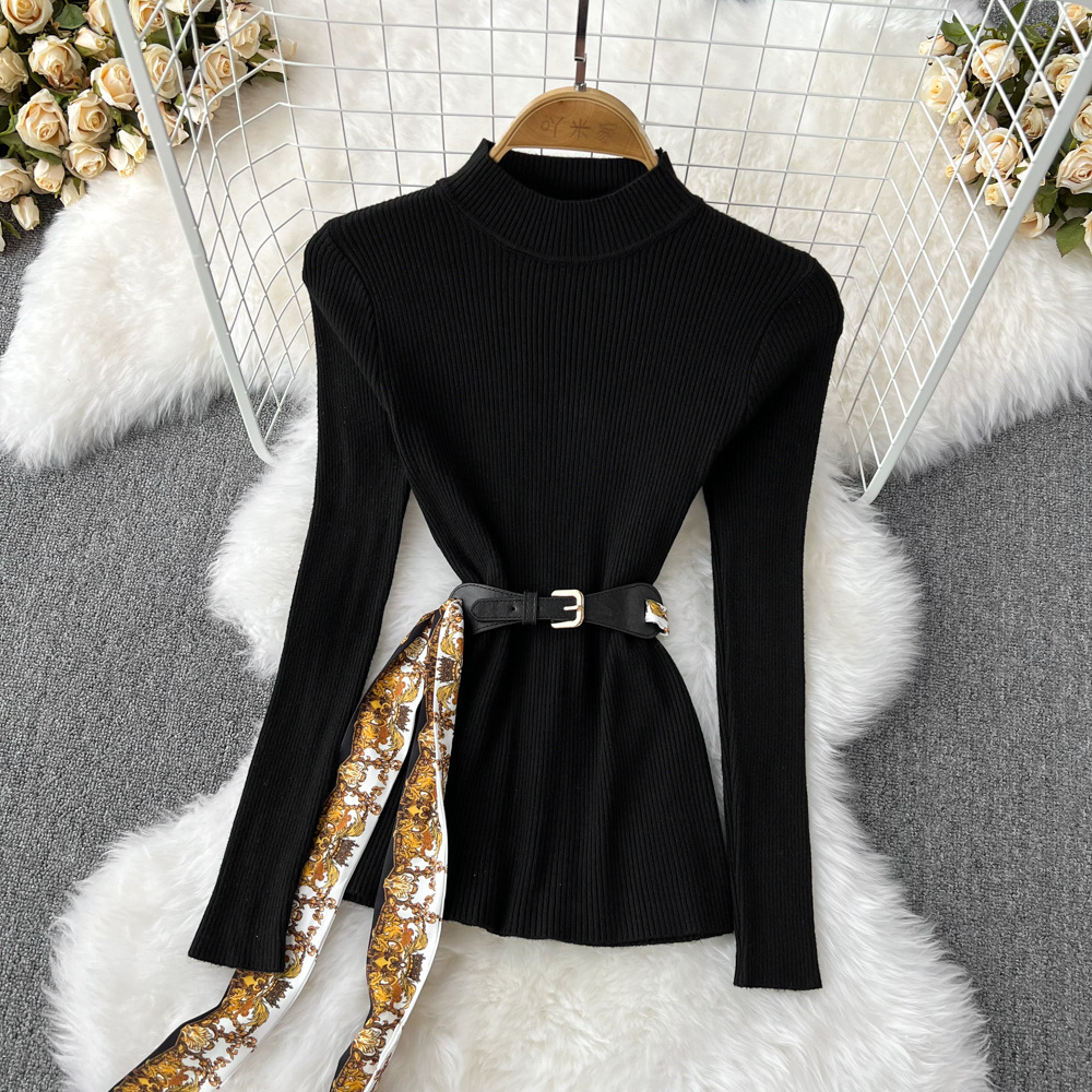 Fashion set, women's stand up collar, slim fit and slimming knit top, two-piece set, high waist, Baroque printed pleated skirt Fashion set, women's stand up collar, slim fit and slimming knit top, two-piece set, high waist, Baroque printed pleated skirt