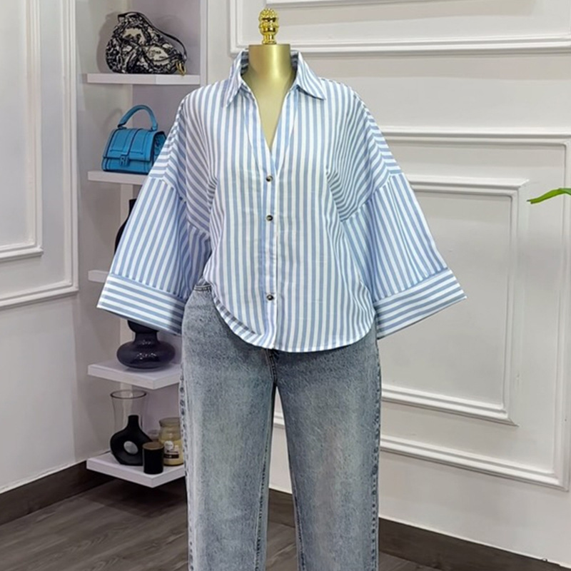 European and American Cross border Women's Clothing 2025 Summer New Fashionable Collar Loose Design, Niche Casual Shirt Top