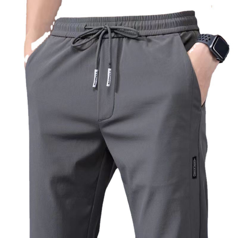 Summer thin casual pants, quick drying, loose fit, oversized straight leg pants, elastic, durable, sports ice silk pants, men's cross-border Summer thin casual pants, quick drying, loose fit, oversized straight leg pants, elastic, durable, sports ice silk pants, men's cross-border