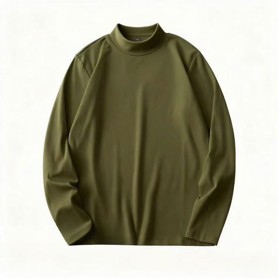 High quality German velvet semi high neck long sleeved T-shirt for men in autumn and winter, with solid color short sleeved top underneath, men's clothing for men High quality German velvet semi high neck long sleeved T-shirt for men in autumn and winter, with solid color short sleeved top underneath, men's clothing for men