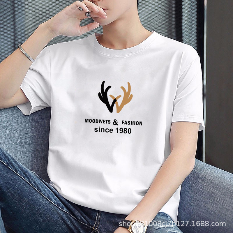 Men's new short sleeved T-shirt, men's trendy loose round neck men's printed T-shirt, summer casual half sleeved T-shirt top