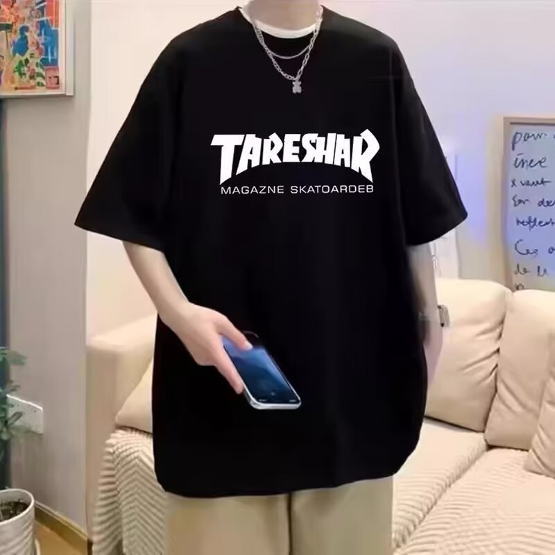 2025 heavyweight short sleeved T-shirt for men, summer trendy brand, loose fitting men's clothing, American plus size student T-shirt 2025 heavyweight short sleeved T-shirt for men, summer trendy brand, loose fitting men's clothing, American plus size student T-shirt