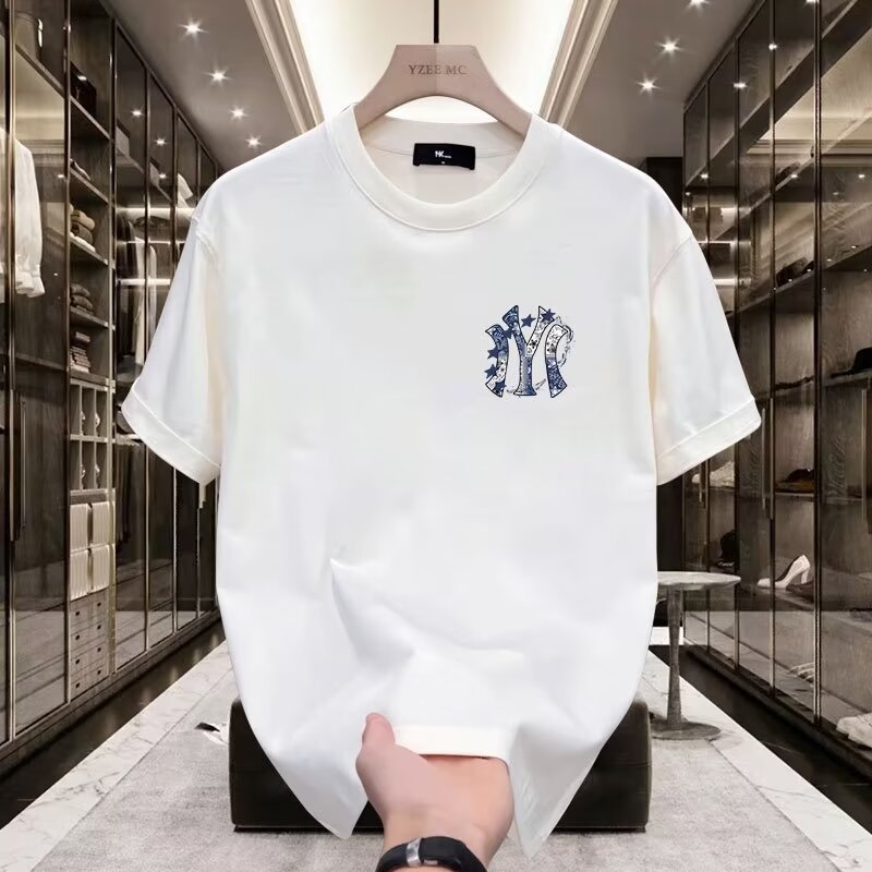 Trendy Short sleeved T-shirt for Men 2024 Summer New Cross border Handsome Loose Casual Printed Ins Half Sleeve Versatile Top