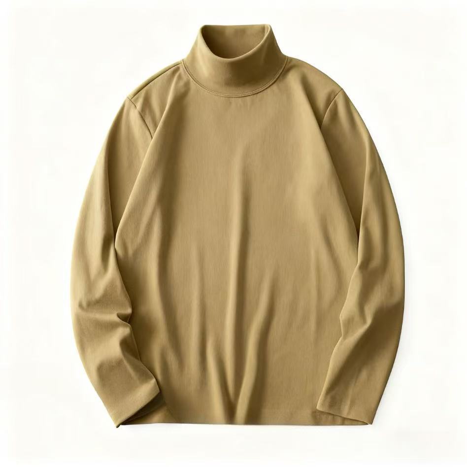 High quality German velvet semi high neck long sleeved T-shirt for men in autumn and winter, with solid color short sleeved top underneath, men's clothing for men High quality German velvet semi high neck long sleeved T-shirt for men in autumn and winter, with solid color short sleeved top underneath, men's clothing for men