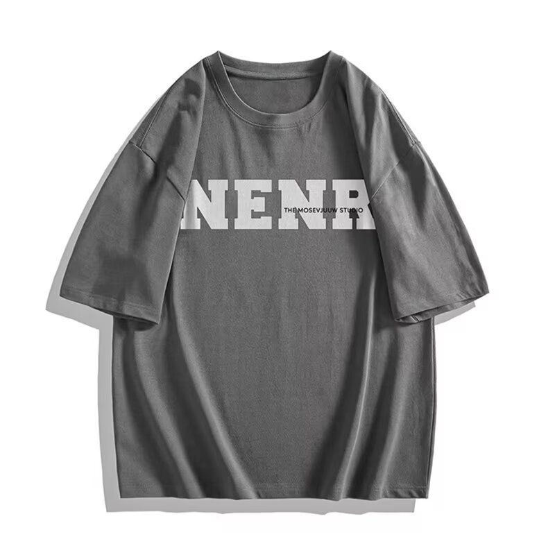 2025 heavyweight short sleeved T-shirt for men, summer trendy brand, loose fitting men's clothing, American plus size student T-shirt 2025 heavyweight short sleeved T-shirt for men, summer trendy brand, loose fitting men's clothing, American plus size student T-shirt