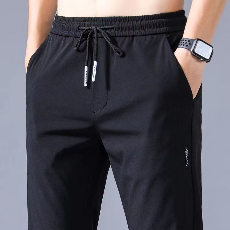 Summer thin casual pants, quick drying, loose fit, oversized straight leg pants, elastic, durable, sports ice silk pants, men's cross-border Summer thin casual pants, quick drying, loose fit, oversized straight leg pants, elastic, durable, sports ice silk pants, men's cross-border