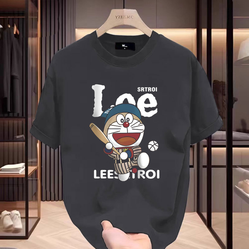 180g heavyweight cross-border short sleeved T-shirt men's summer hot item printed loose trendy and versatile round neck top