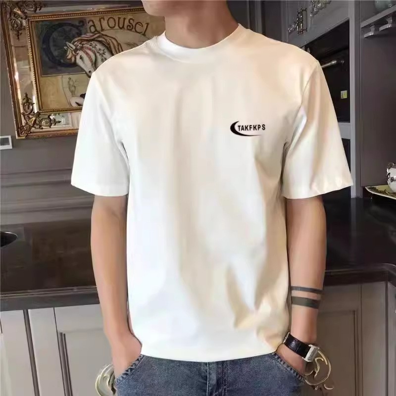 Men's T-shirt short sleeved summer loose 180g Hong Kong trend brand versatile trendy men's half sleeved clothes geometric pattern Men's T-shirt short sleeved summer loose 180g Hong Kong trend brand versatile trendy men's half sleeved clothes geometric pattern