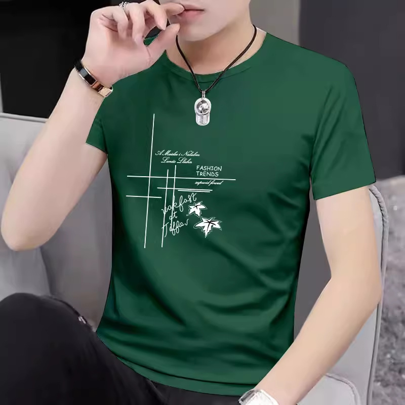 Handsome men's short sleeved T-shirt ice silk short sleeved men's T-shirt summer round neck base shirt casual versatile short T-shirt men Handsome men's short sleeved T-shirt ice silk short sleeved men's T-shirt summer round neck base shirt casual versatile short T-shirt men