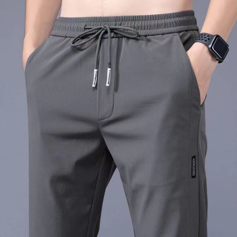 Summer thin casual pants, quick drying, loose fit, oversized straight leg pants, elastic, durable, sports ice silk pants, men's cross-border Summer thin casual pants, quick drying, loose fit, oversized straight leg pants, elastic, durable, sports ice silk pants, men's cross-border
