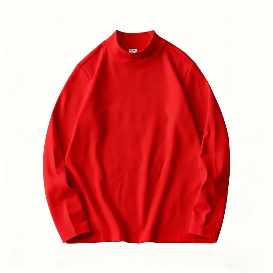 High quality German velvet semi high neck long sleeved T-shirt for men in autumn and winter, with solid color short sleeved top underneath, men's clothing for men High quality German velvet semi high neck long sleeved T-shirt for men in autumn and winter, with solid color short sleeved top underneath, men's clothing for men