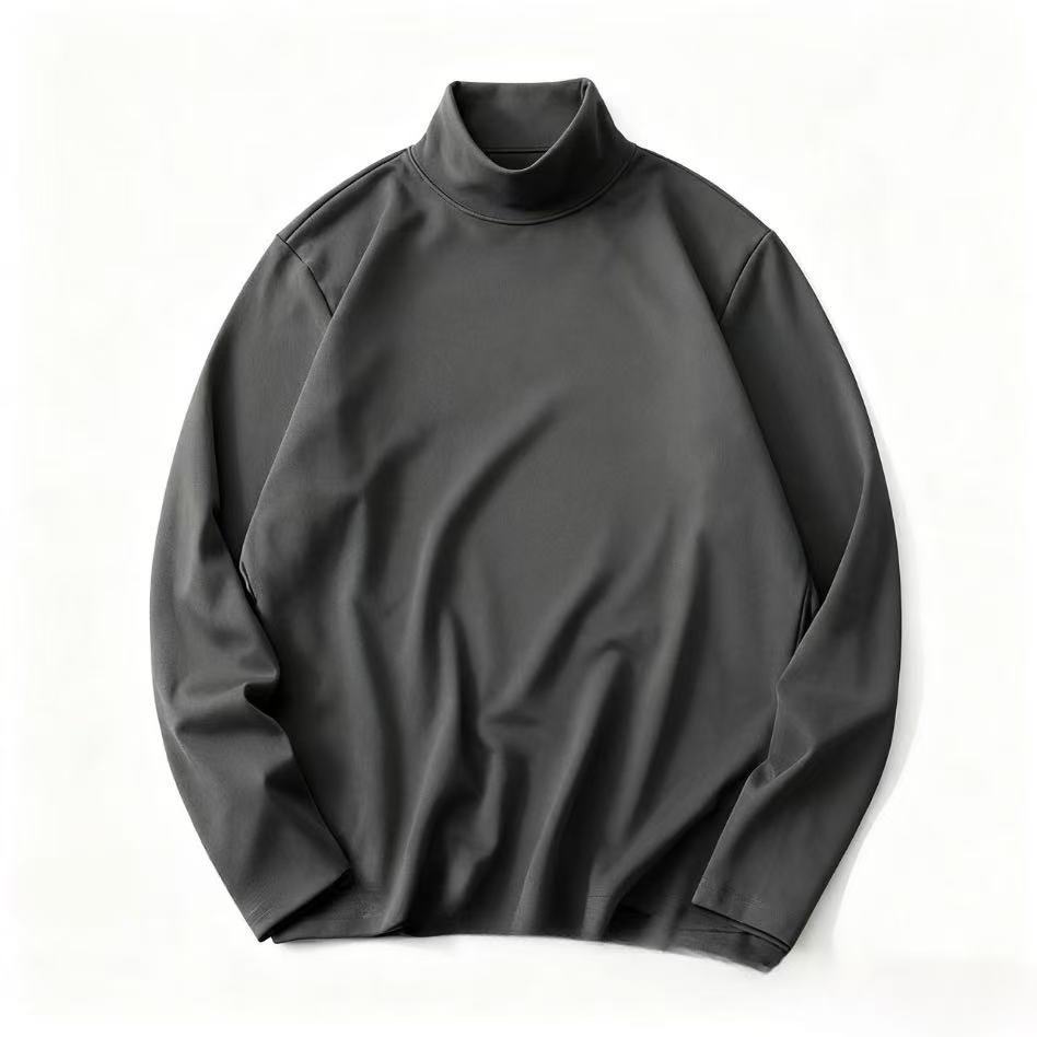 High quality German velvet semi high neck long sleeved T-shirt for men in autumn and winter, with solid color short sleeved top underneath, men's clothing for men High quality German velvet semi high neck long sleeved T-shirt for men in autumn and winter, with solid color short sleeved top underneath, men's clothing for men