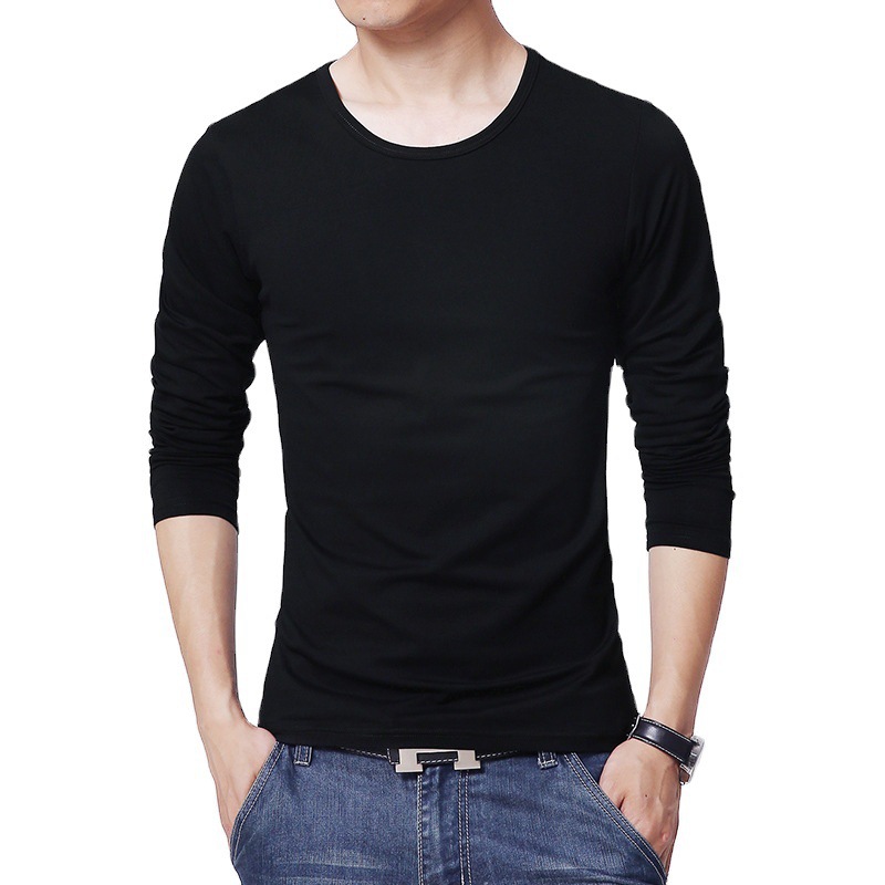 Autumn long sleeved T-shirt men's thin fit pullover Korean version slim fit round neck casual long T-shirt men's solid color half sleeved base clothing Autumn long sleeved T-shirt men's thin fit pullover Korean version slim fit round neck casual long T-shirt men's solid color half sleeved base clothing