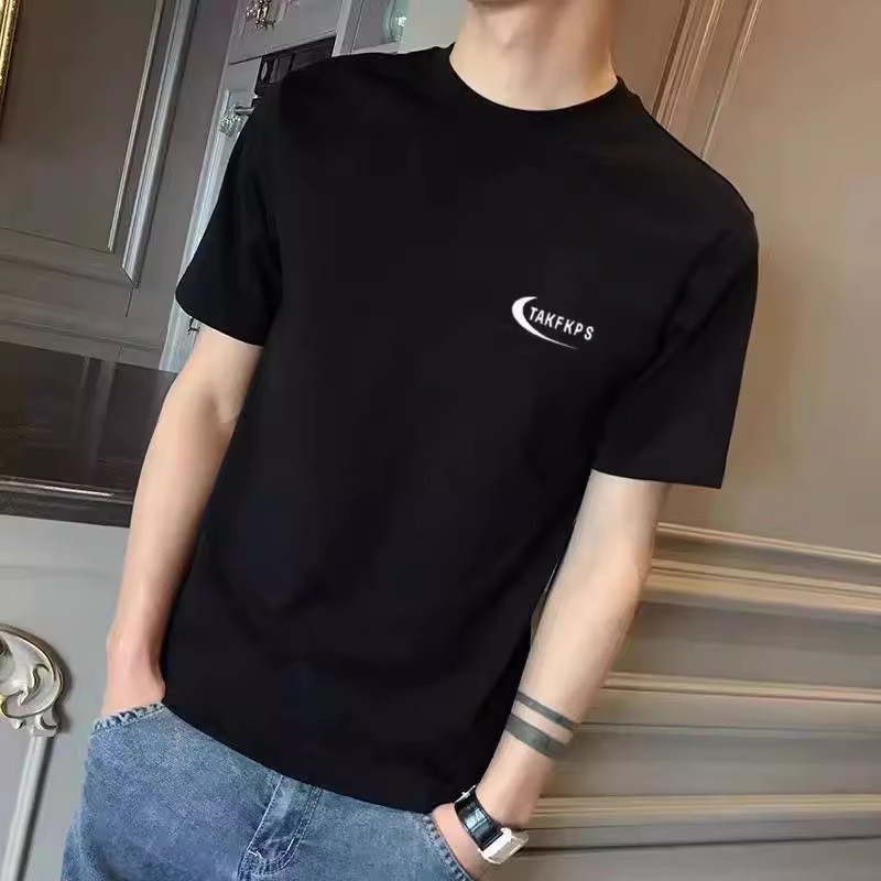Men's T-shirt short sleeved summer loose 180g Hong Kong trend brand versatile trendy men's half sleeved clothes geometric pattern Men's T-shirt short sleeved summer loose 180g Hong Kong trend brand versatile trendy men's half sleeved clothes geometric pattern