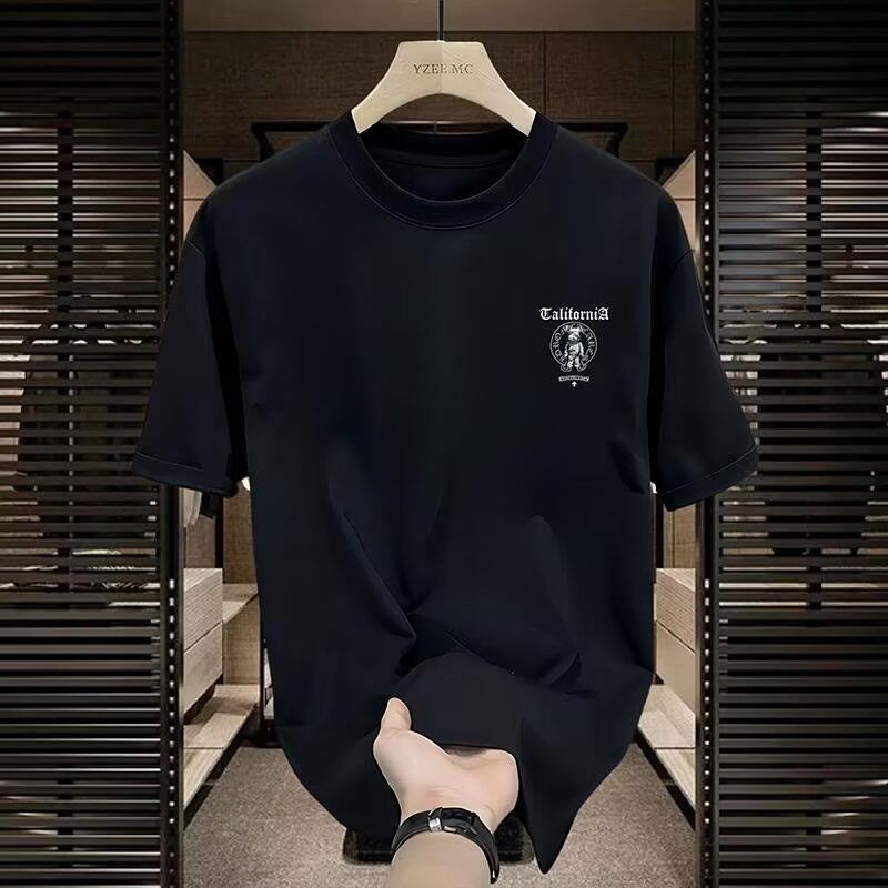 Cross border foreign trade high-quality men's short sleeved T-shirt summer trend casual round neck printed base shirt versatile top Cross border foreign trade high-quality men's short sleeved T-shirt summer trend casual round neck printed base shirt versatile top