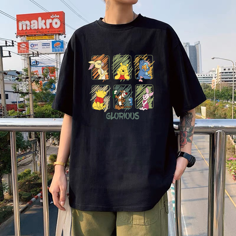 Hong Kong style letter black ice silk couple style unisex round neck short sleeved T-shirt men's trendy versatile casual clothes Hong Kong style letter black ice silk couple style unisex round neck short sleeved T-shirt men's trendy versatile casual clothes