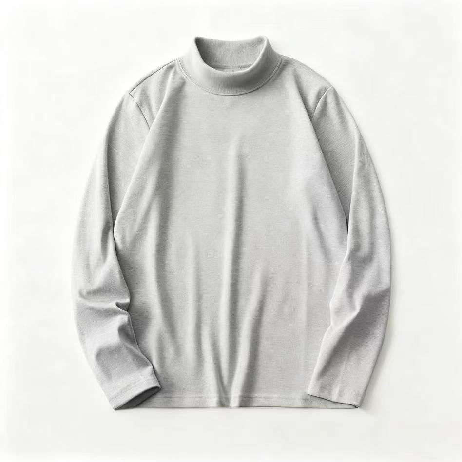 High quality German velvet semi high neck long sleeved T-shirt for men in autumn and winter, with solid color short sleeved top underneath, men's clothing for men High quality German velvet semi high neck long sleeved T-shirt for men in autumn and winter, with solid color short sleeved top underneath, men's clothing for men