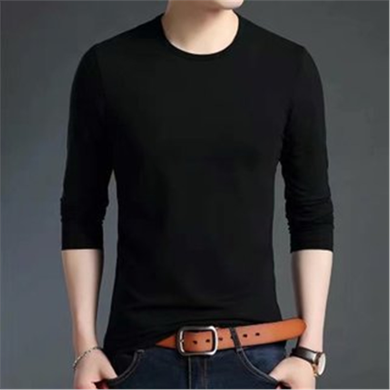 Spring and Autumn Men's Long Sleeve T-shirt Base Shirt Korean Edition Trendy Youth Versatile Slim Fit Round Neck Cross border Autumn Shirt Spring and Autumn Men's Long Sleeve T-shirt Base Shirt Korean Edition Trendy Youth Versatile Slim Fit Round Neck Cross border Autumn Shirt
