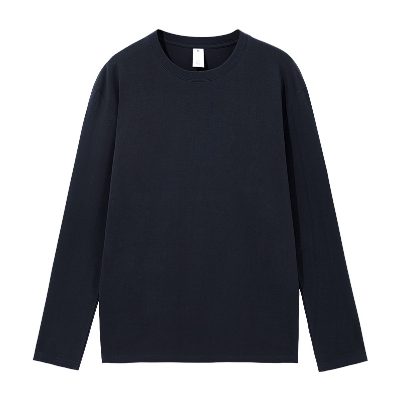 180g autumn Xinjiang combed polyester heavyweight round neck solid color long sleeved men's T-shirt loose base T-shirt men's clothing 180g autumn Xinjiang combed polyester heavyweight round neck solid color long sleeved men's T-shirt loose base T-shirt men's clothing